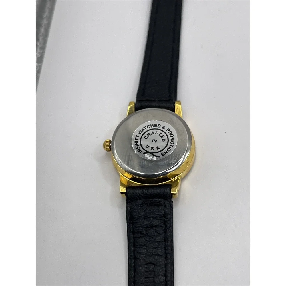 Ice Dogs Kids Quartz Watch Black Leather Band Gold Tone Case- New‎ Battery